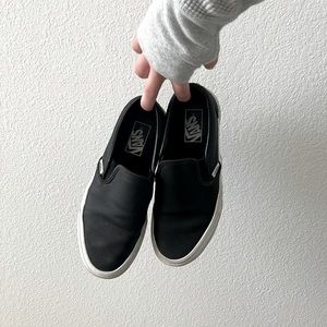 Black Leather Slip-On Vans